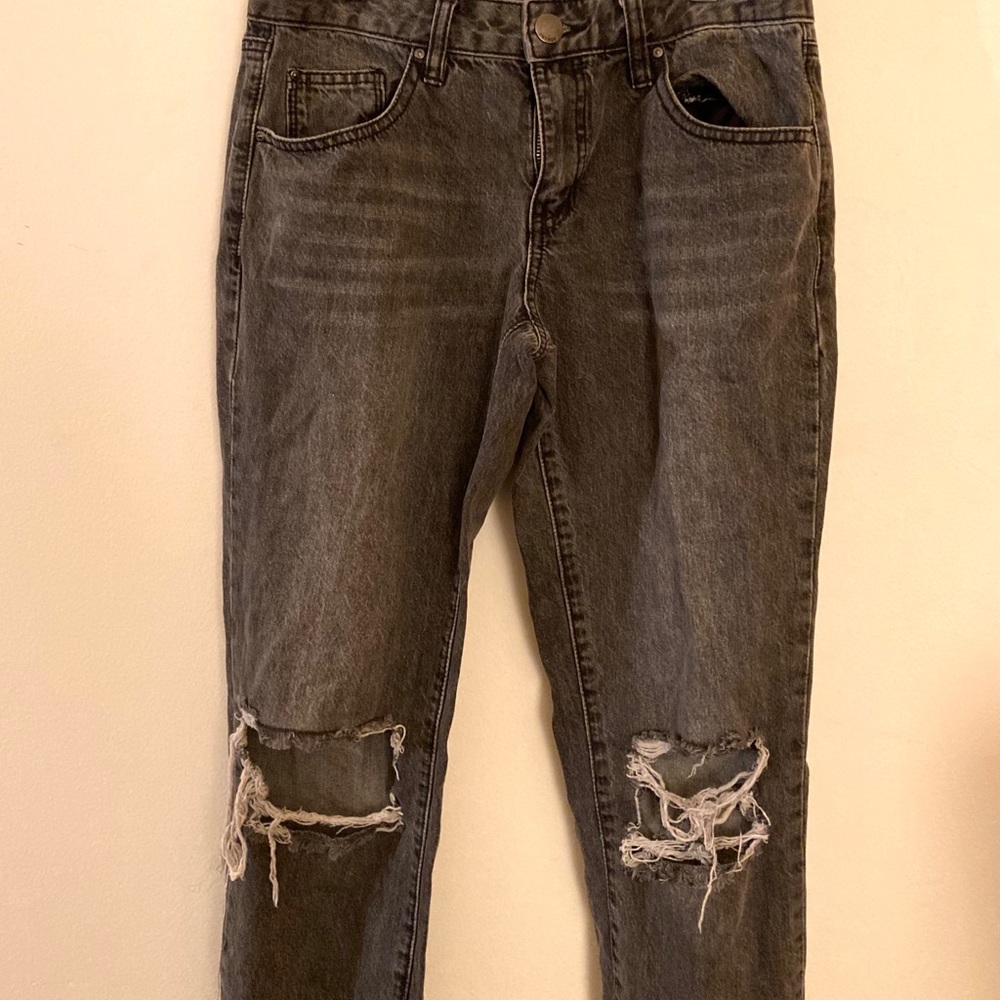 Distressed ripped jeans